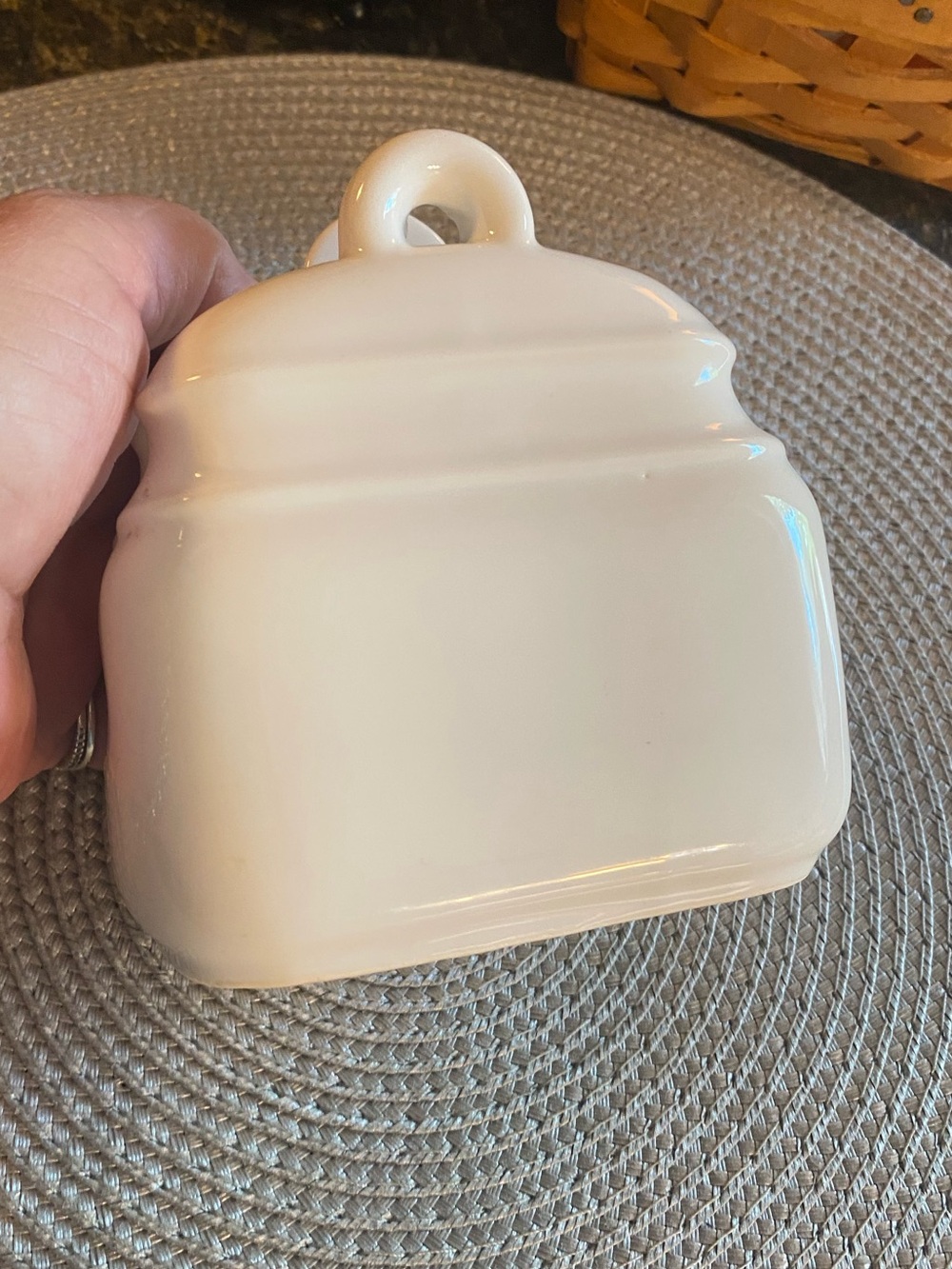 Vintage 80s Cottagecore Ceramic Napkin Holder Country Heart Bow Grannycore Caddy - Picture 7 of 14